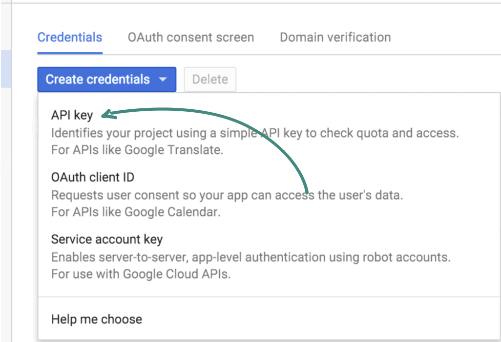 The screenshot shows how to create credentials.