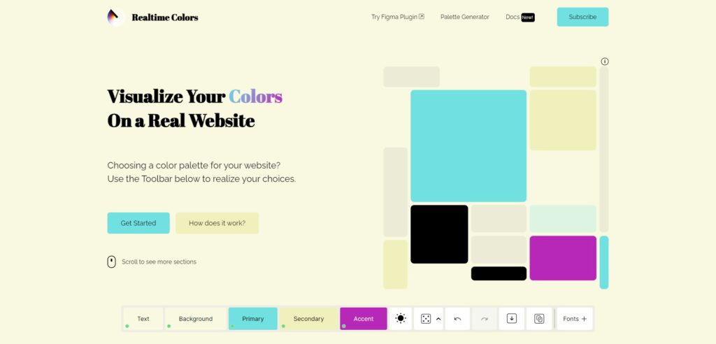 A Realtime Colors Homepage screenshot.