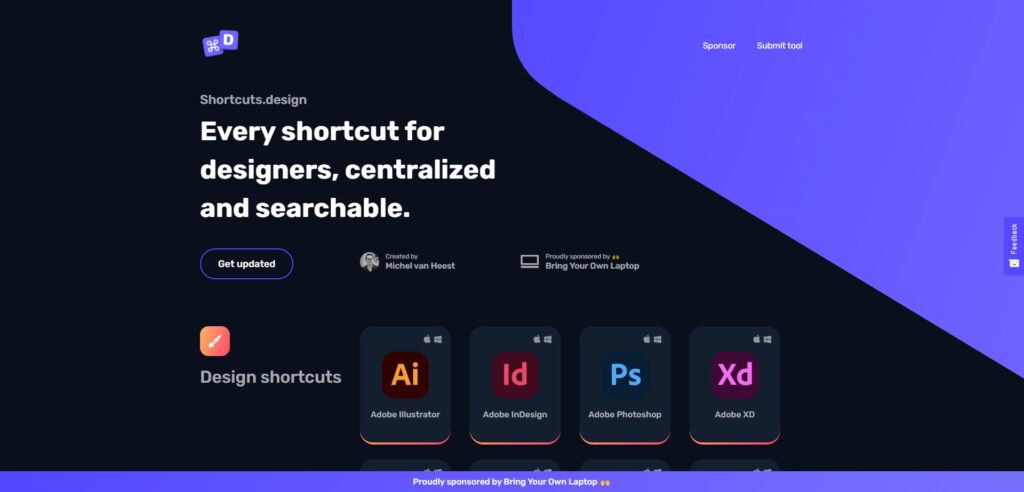 The Shortcuts.design platform portraying some examples of shortcuts.